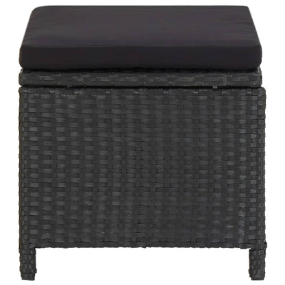 Sgabelli da Giardino 2 pz con Cuscini in Polyrattan Nero