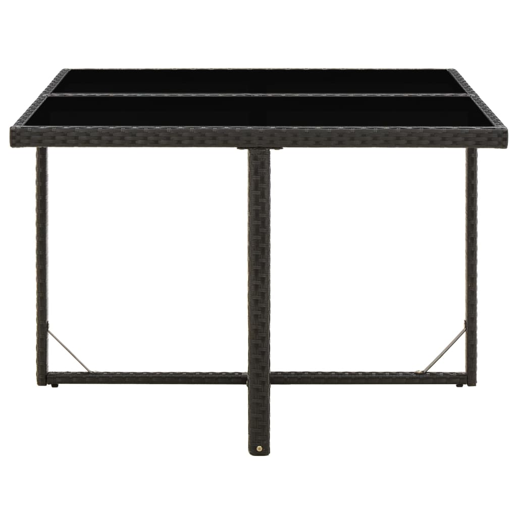 Tavolo da Giardino Nero 109x107x74 cm in Polyrattan e Vetro - homemem39
