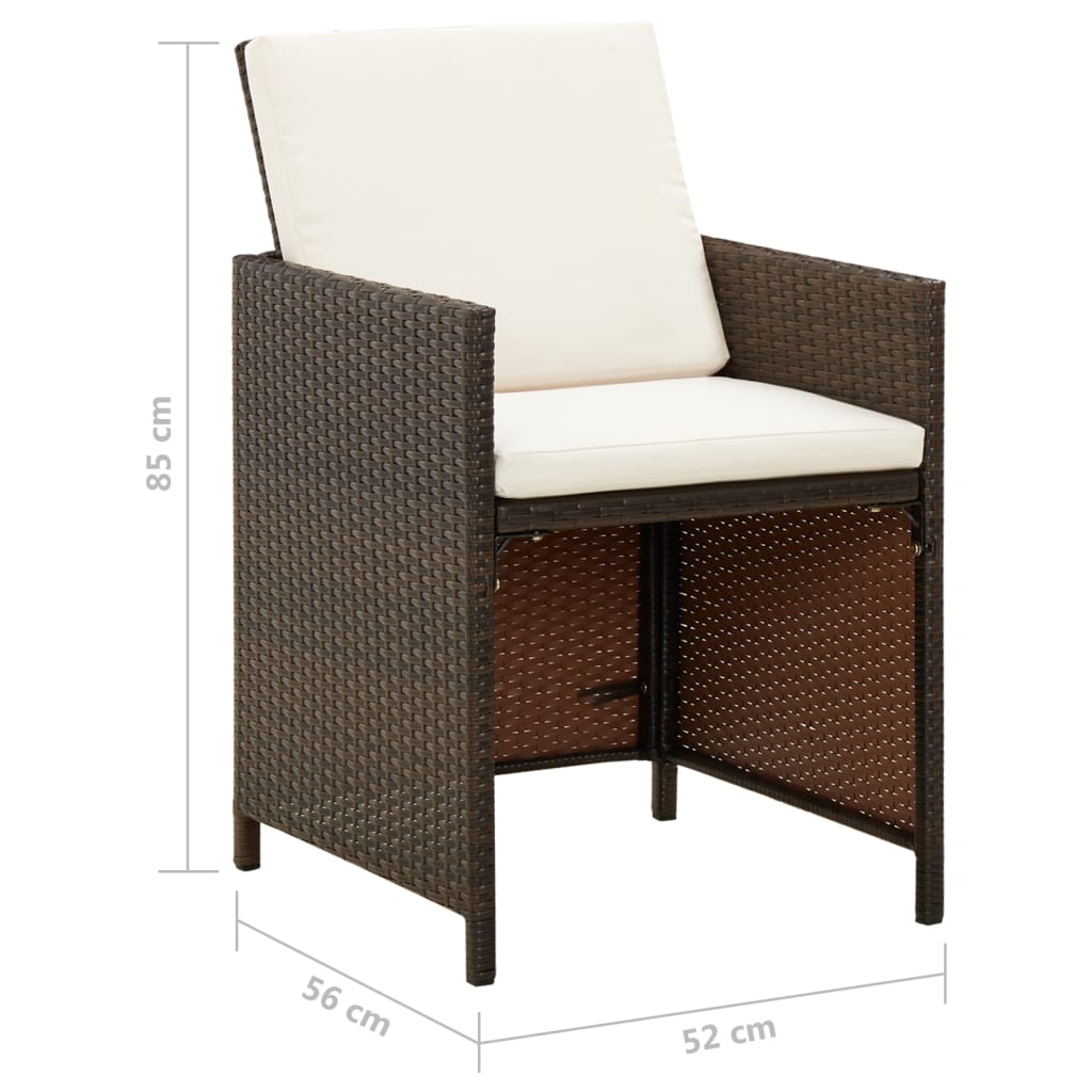 Sedie da Giardino con Cuscini 4 pz in Polyrattan Marrone | homemem39