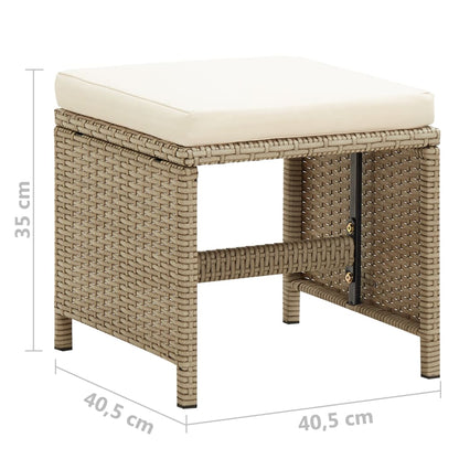 Sgabelli da Giardino 4 pz con Cuscini in Polyrattan Beige | homemem39