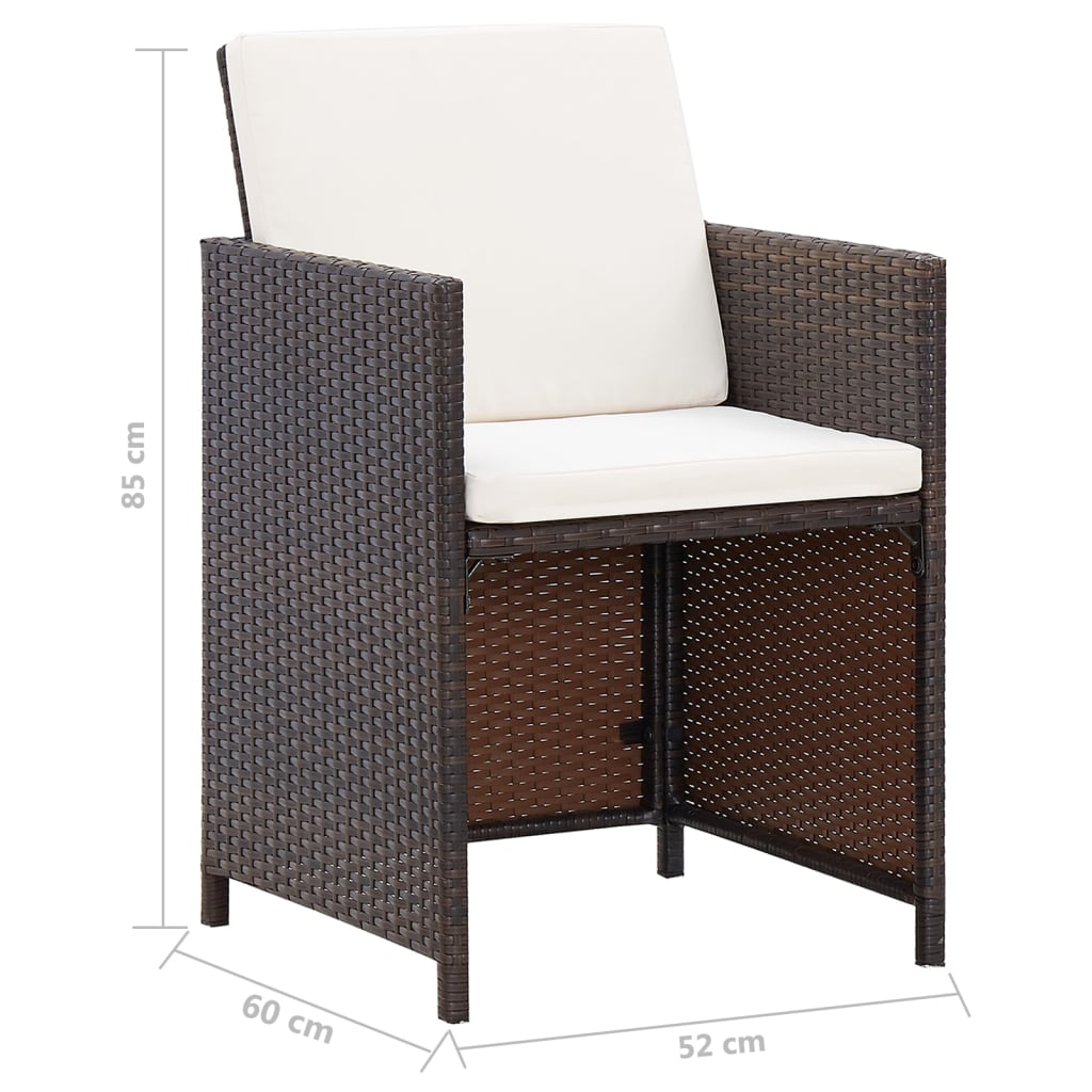 Set Sedie da Giardino e Poggiapiedi 4 pz in Polyrattan Marrone | homemem39