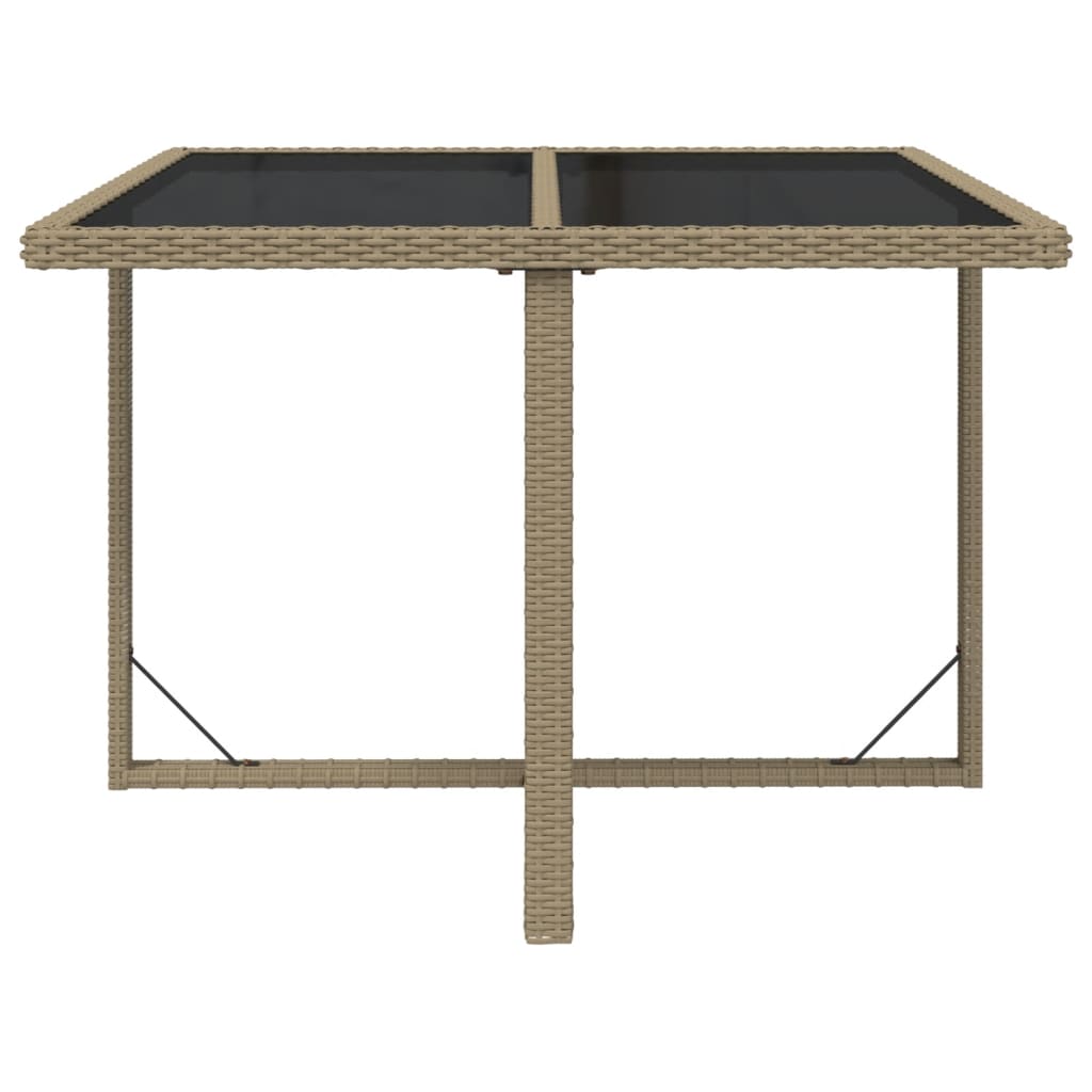 Tavolo da Giardino Beige 109x107x74 cm in Polyrattan e Vetro - homemem39