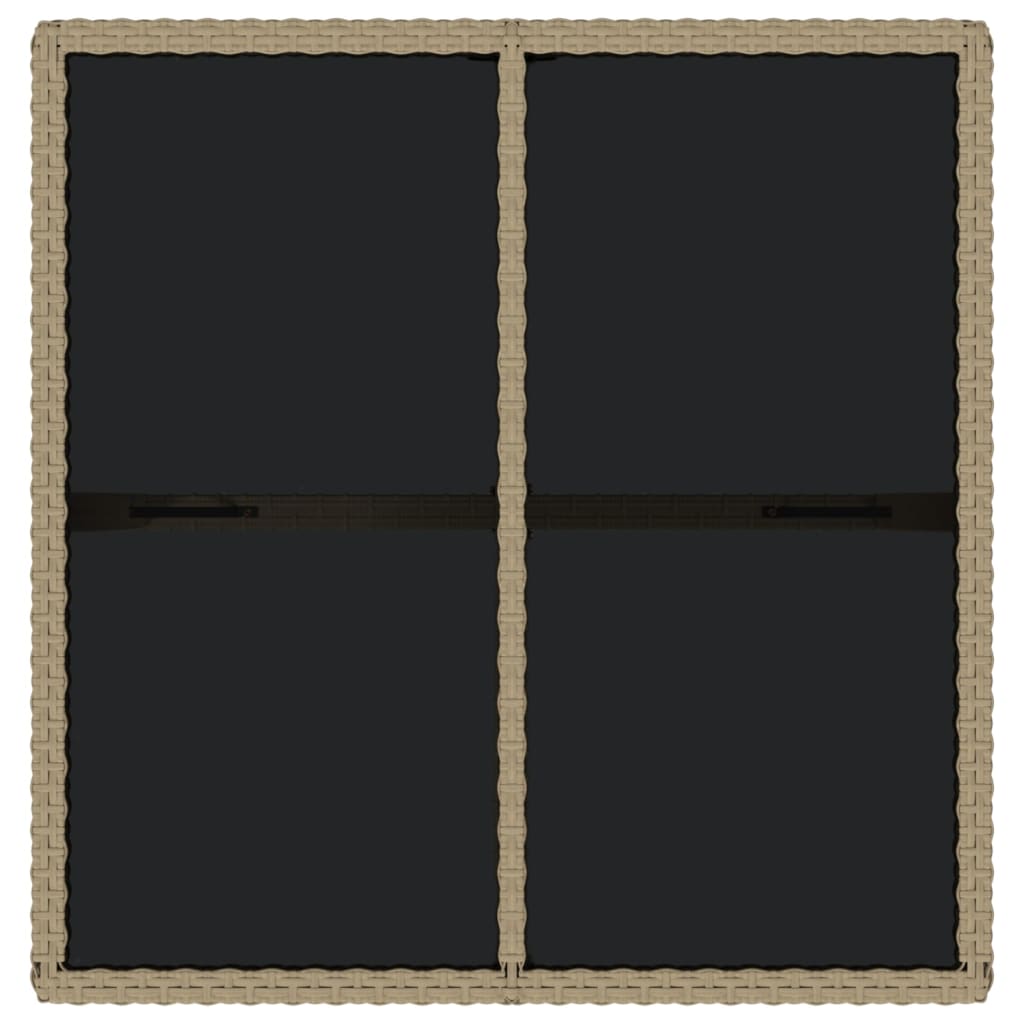 Tavolo da Giardino Beige 109x107x74 cm in Polyrattan e Vetro - homemem39
