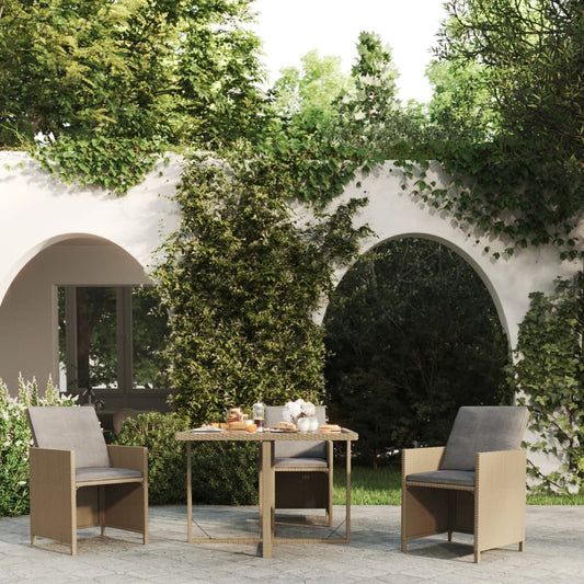 Tavolo da Giardino Beige 109x107x74 cm in Polyrattan e Vetro - homemem39