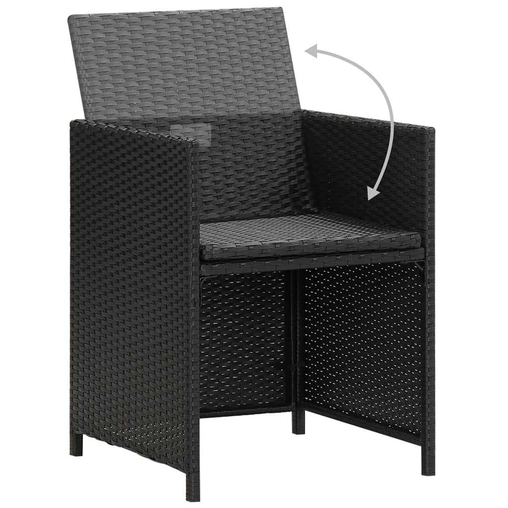 Garden Dining Chairs with Cushions 4 pcs Black in Polyrattan