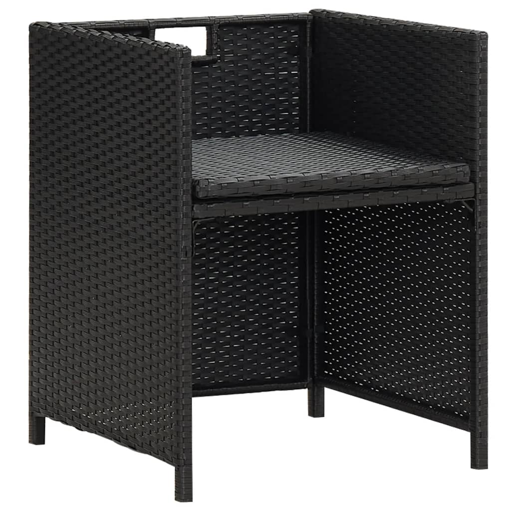 Garden Dining Chairs with Cushions 4 pcs Black in Polyrattan