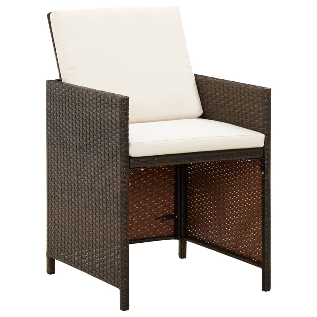 Sedie da Pranzo da Giardino con Cuscini 4 pz Marrone Polyrattan