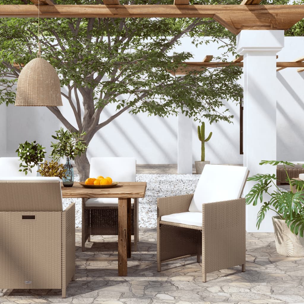 Sedie da Pranzo da Giardino con Cuscini 4 pz Beige Polyrattan