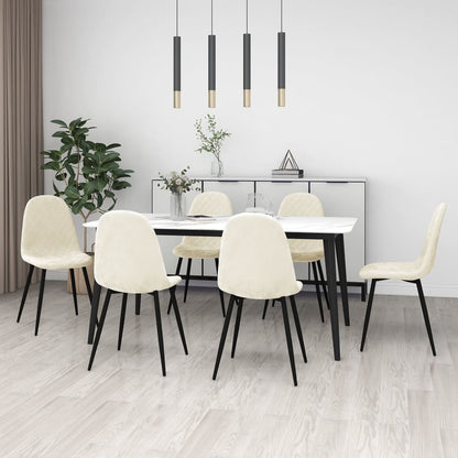 Dining Chairs 6 pcs Cream White Velvet