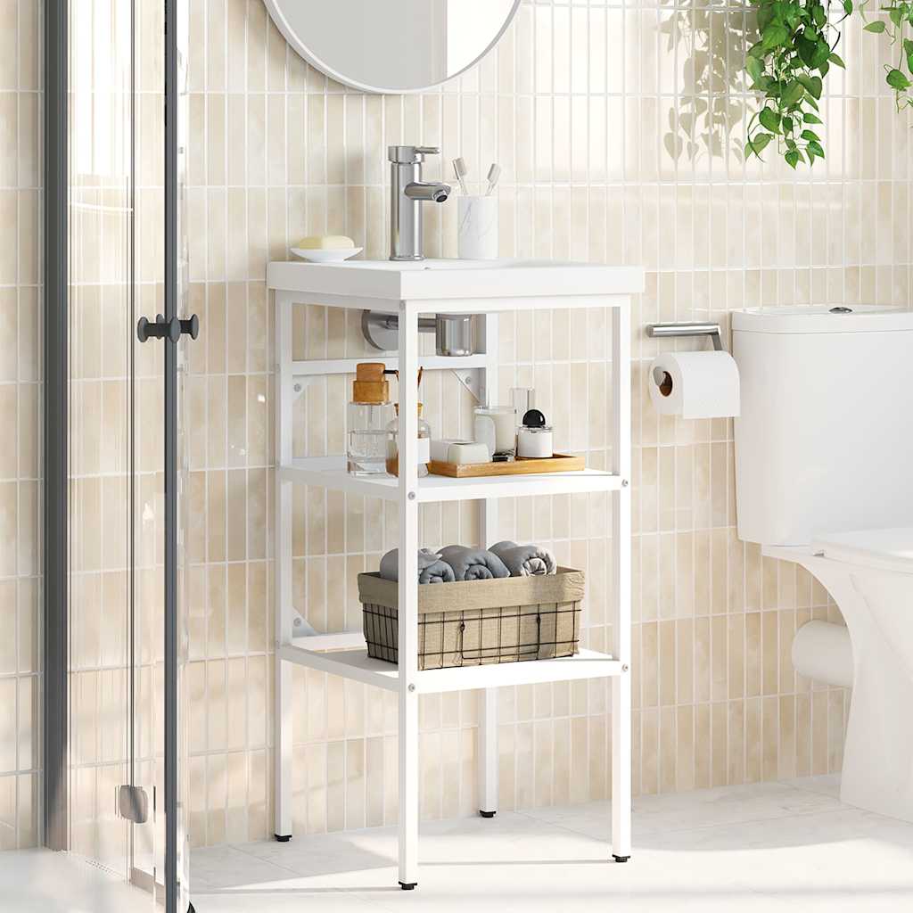 Struttura per Lavabo da Bagno Bianca 40x38x83 cm in Ferro