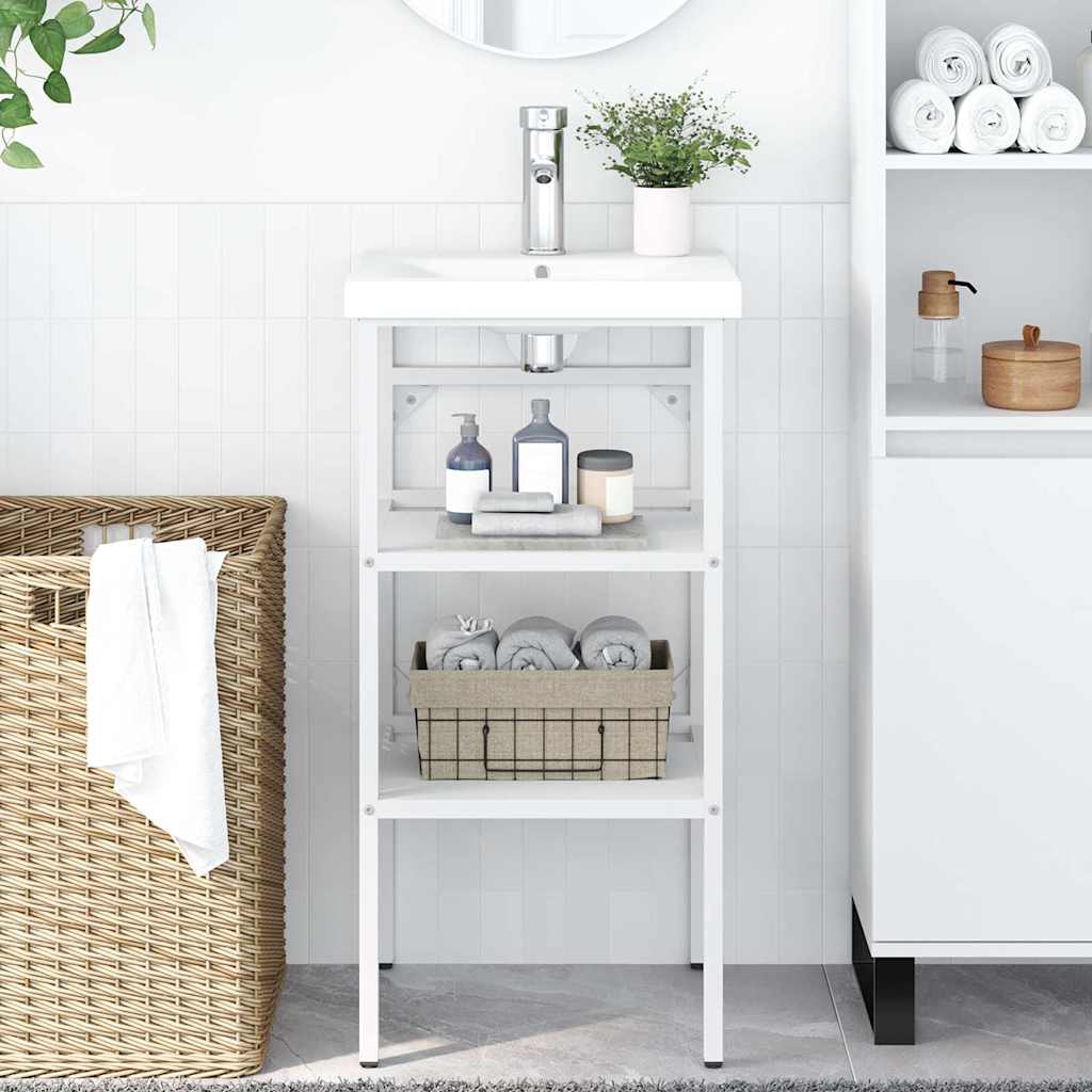 Struttura per Lavabo da Bagno Bianca 40x38x83 cm in Ferro
