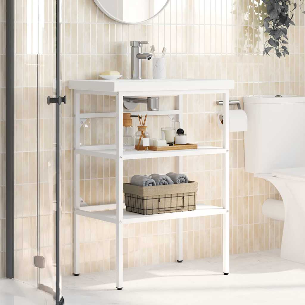 Struttura per Lavabo da Bagno Bianca 59x38x83 cm in Ferro