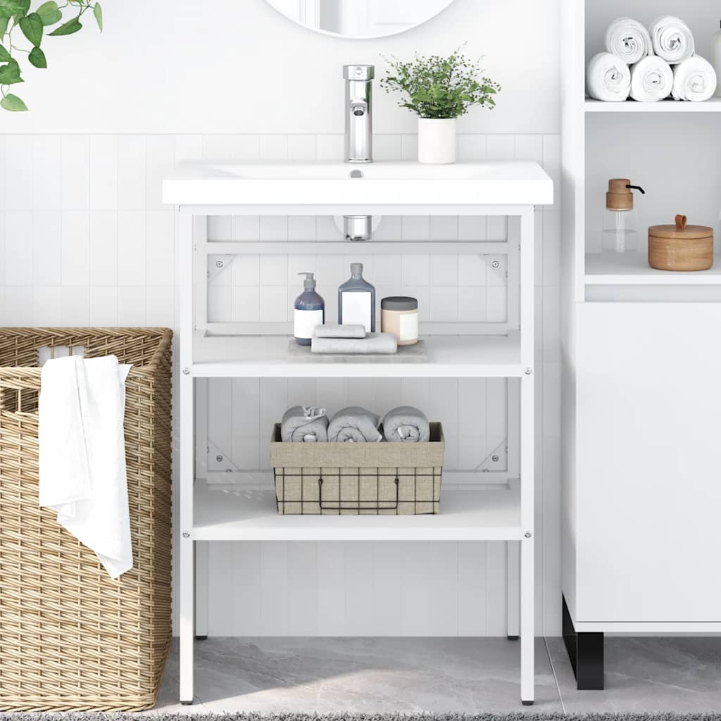 Struttura per Lavabo da Bagno Bianca 59x38x83 cm in Ferro | homemem39