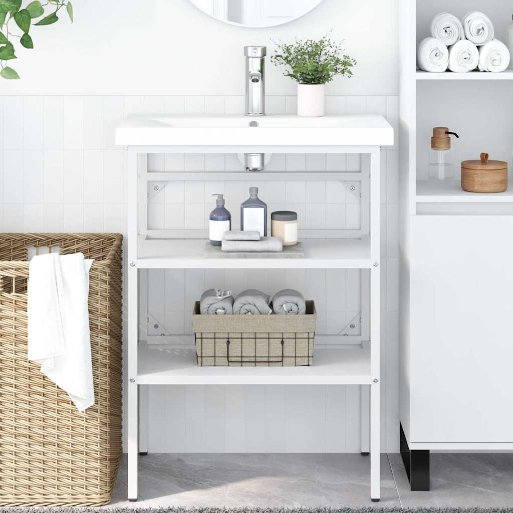 Struttura per Lavabo da Bagno Bianca 59x38x83 cm in Ferro