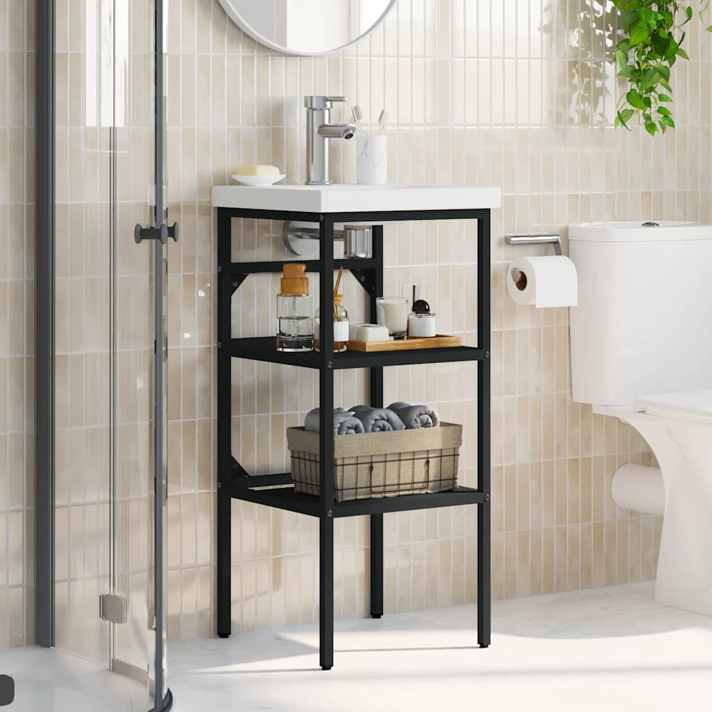 Struttura per Lavabo da Bagno Nera 40x38x83 cm in Ferro | homemem39