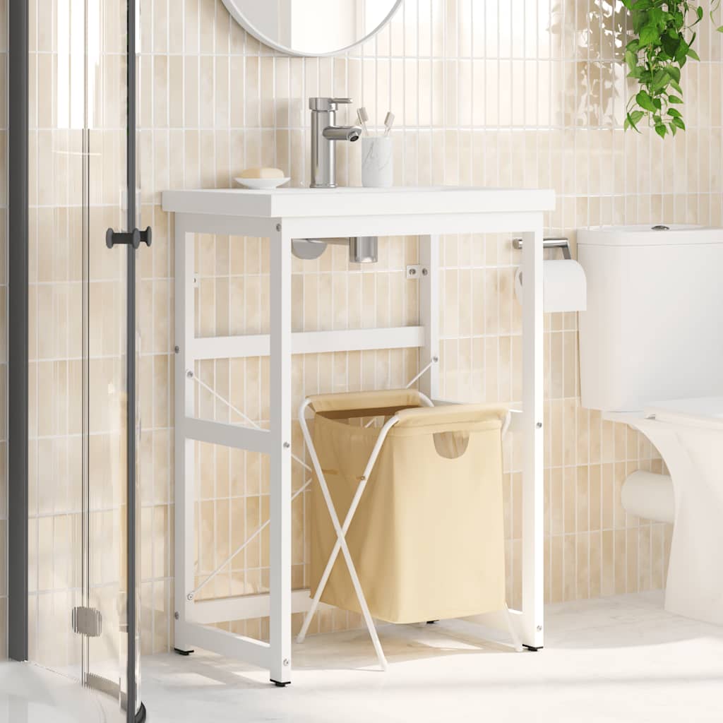 Struttura per Lavabo da Bagno Bianca 59x38x83 cm in Ferro | homemem39