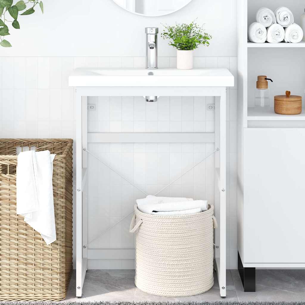 Struttura per Lavabo da Bagno Bianca 59x38x83 cm in Ferro