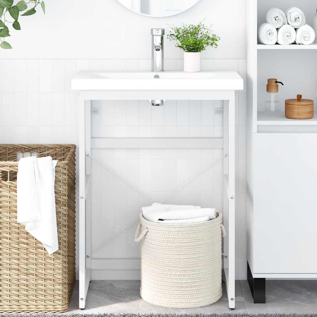 Struttura per Lavabo da Bagno Bianca 59x38x83 cm in Ferro