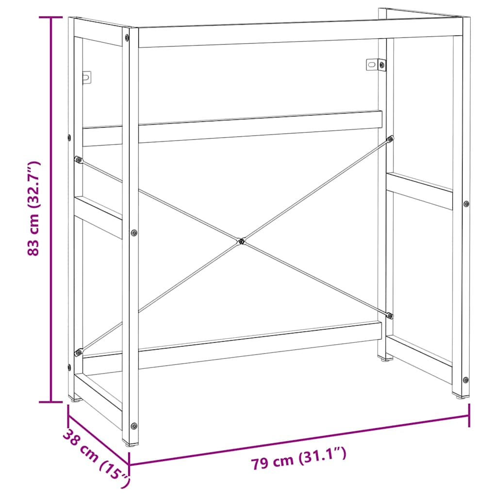 Struttura per Lavabo da Bagno Nera 79x38x83 cm in Ferro | homemem39