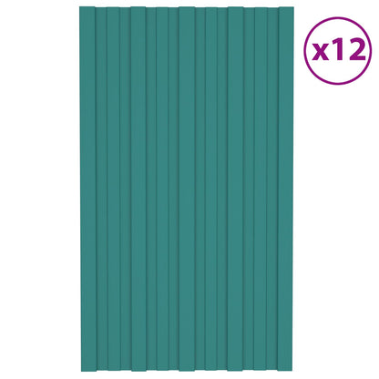 Pannello per tetto 12 pcs Verde 80 x 45 cm Acciaio zincato | homemem39