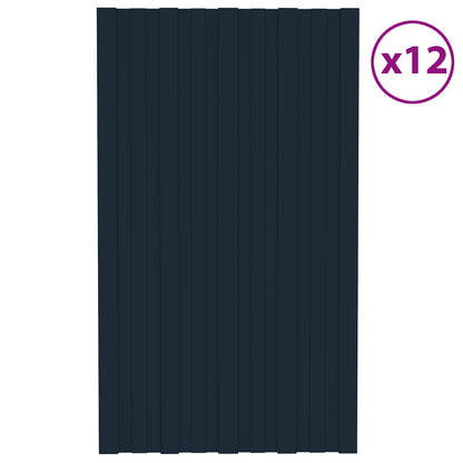 Pannello per tetto 12 pcs Antracite 80 x 45 cm Acciaio zincato | homemem39