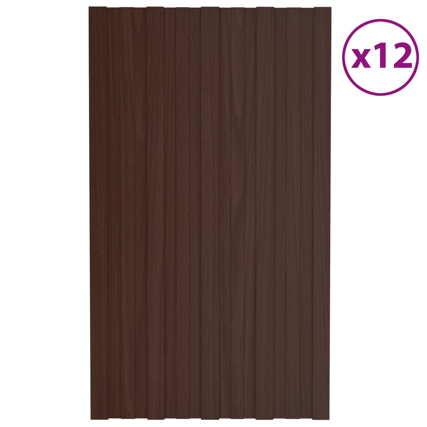 Pannello per tetto 12 pcs Marrone 80 x 45 cm Acciaio zincato | homemem39
