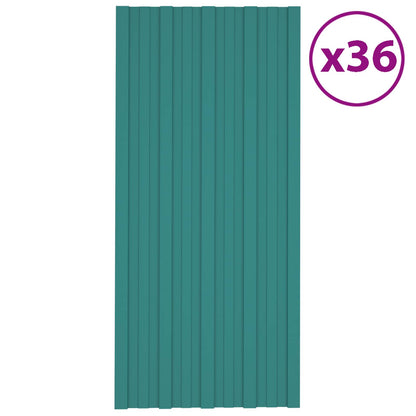 Pannello per tetto 36 pcs Verde 100 x 45 cm Acciaio zincato