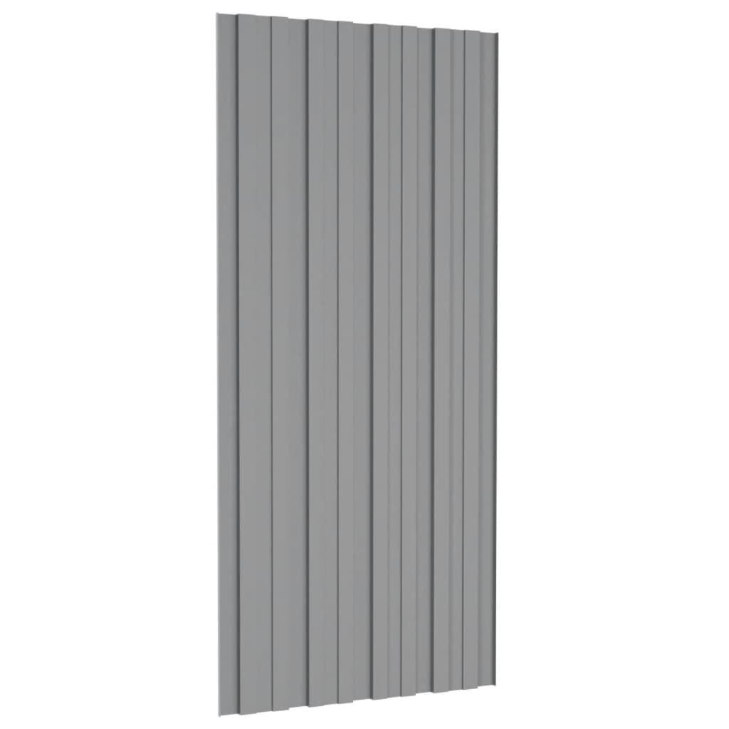 Pannelli da Tetto 12 pz in Acciaio Zincato Grigio 100x45 cm