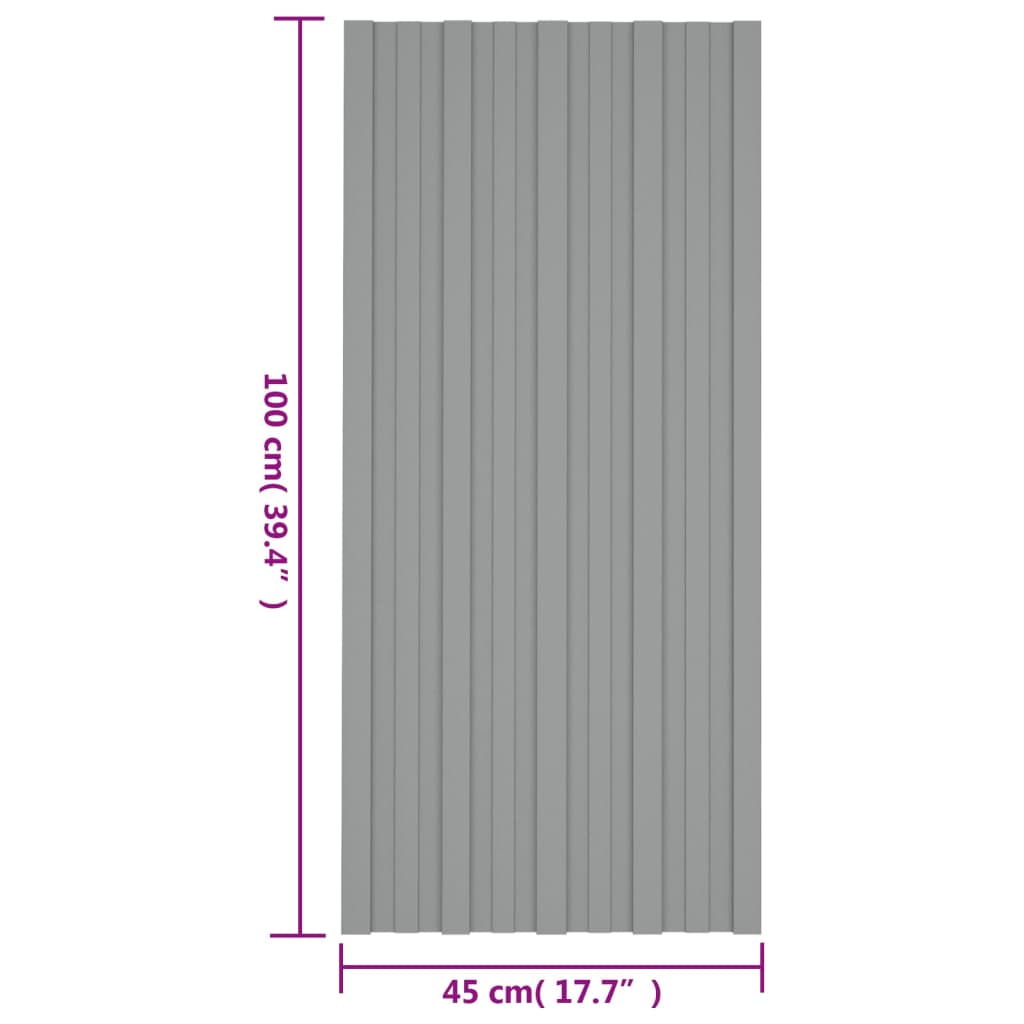 Pannelli da Tetto 12 pz in Acciaio Zincato Grigio 100x45 cm