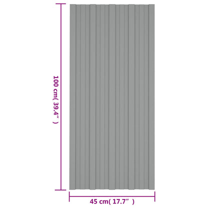 Pannello per tetto 12 pcs Grigio 100 x 45 cm Acciaio zincato | homemem39