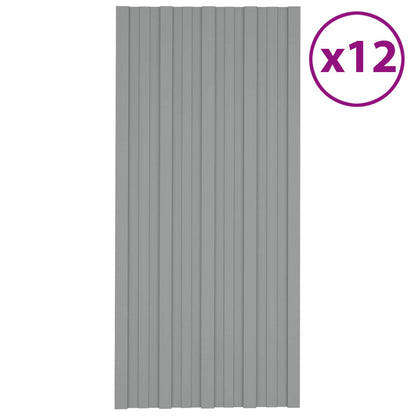 Pannello per tetto 12 pcs Grigio 100 x 45 cm Acciaio zincato | homemem39