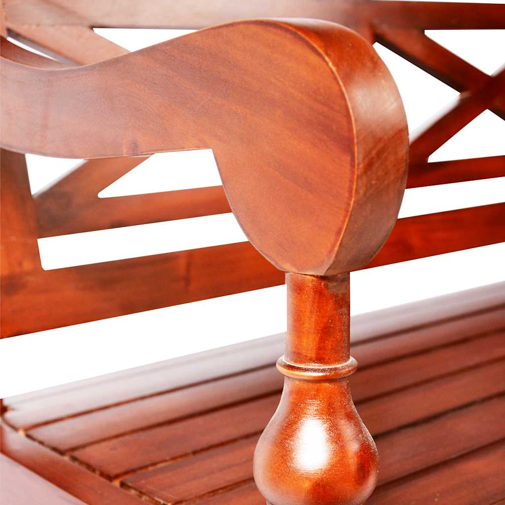 Panca Batavia 123 cm in Legno Massello di Mogano Marrone Scuro - homemem39