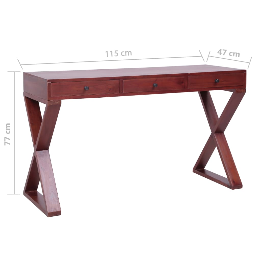 Scrivania per PC Marrone 115x47x77 cm Legno Massello di Mogano - homemem39