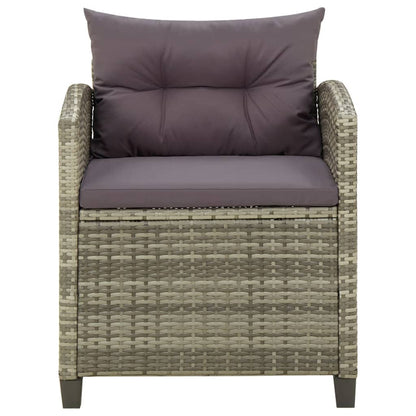 Sedia da Giardino con Cuscini in Polyrattan Grigio | homemem39