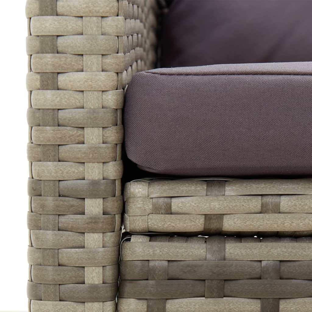 Sedia da Giardino con Cuscini in Polyrattan Grigio | homemem39