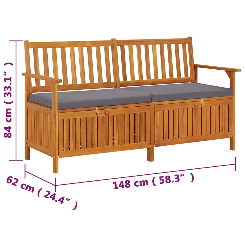 Cassapanca con Cuscino 148 cm in Legno Massello di Acacia | homemem39