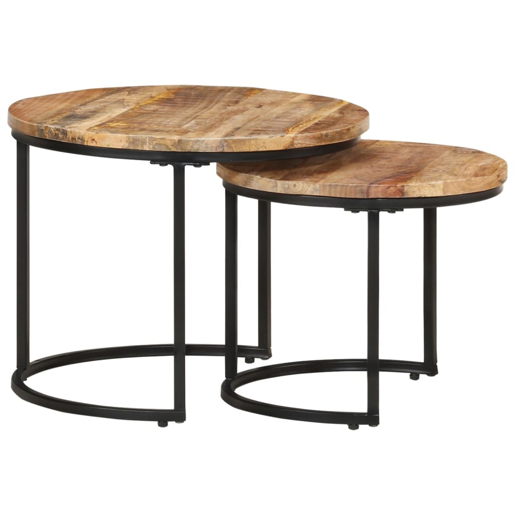 Tavolini Impilabili 2 pz in Legno di Mango Grezzo | homemem39