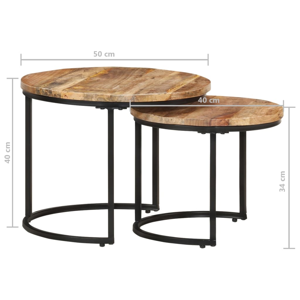 Tavolini Impilabili 2 pz in Legno di Mango Grezzo | homemem39