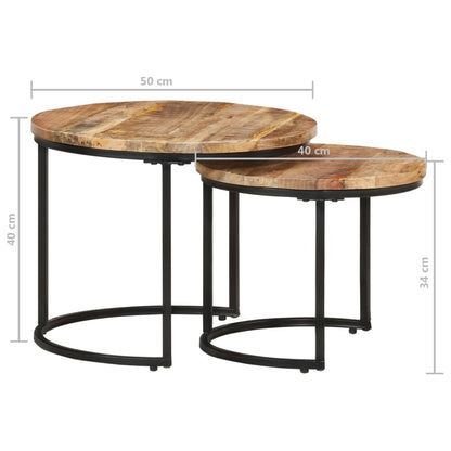 Tavolini Impilabili 2 pz in Legno di Mango Grezzo | homemem39