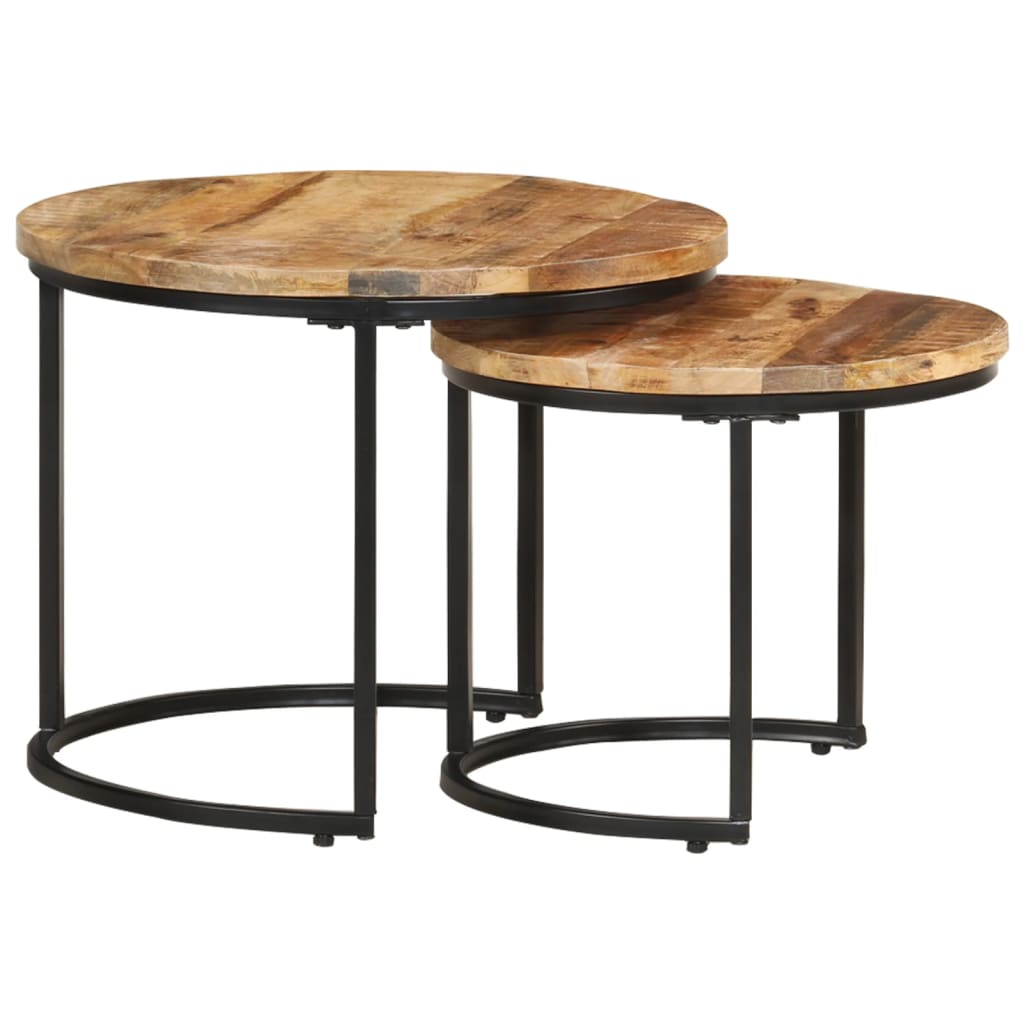 Tavolini Impilabili 2 pz in Legno di Mango Grezzo | homemem39