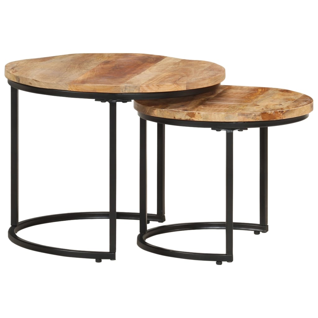 Tavolini Impilabili 2 pz in Legno di Mango Grezzo | homemem39