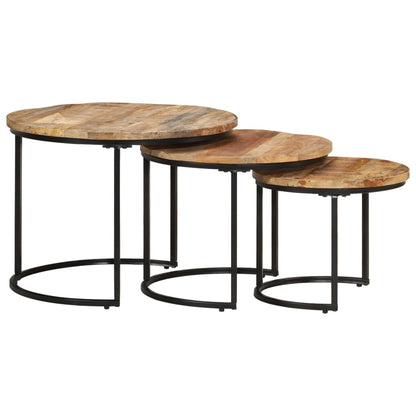 Tavolini Impilabili 3 pz in Legno di Mango Grezzo | homemem39