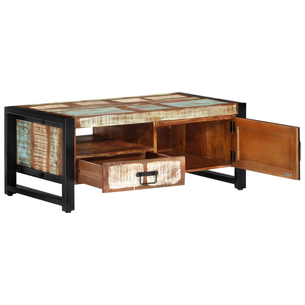 Tavolino da Salotto 100x50x41 cm in Legno Massello di Recupero | homemem39
