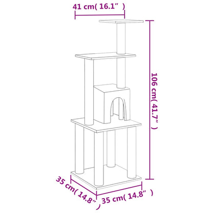 Albero per Gatti con Tiragraffi in Sisal Grigio Chiaro 105 cm | homemem39