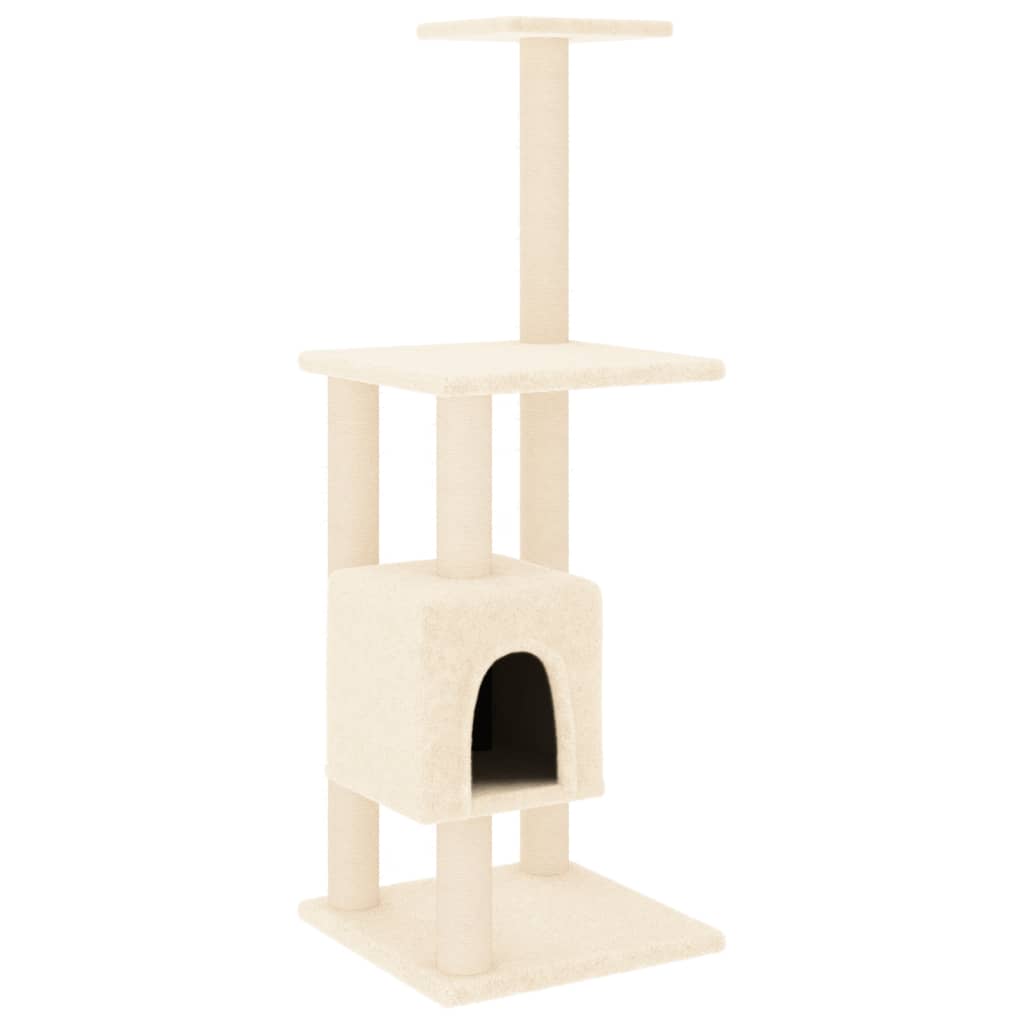 Albero per Gatti con Tiragraffi in Sisal Crema 104 cm - homemem39
