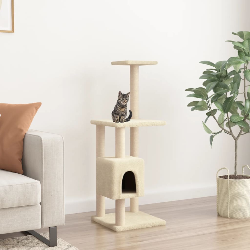 Albero per Gatti con Tiragraffi in Sisal Crema 104 cm - homemem39