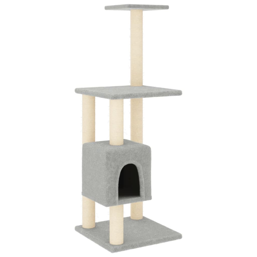Albero per Gatti con Tiragraffi in Sisal Grigio Chiaro 104 cm - homemem39