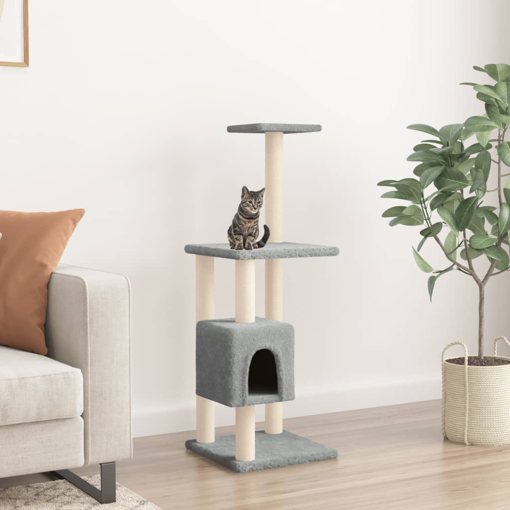 Albero per Gatti con Tiragraffi in Sisal Grigio Chiaro 104 cm - homemem39