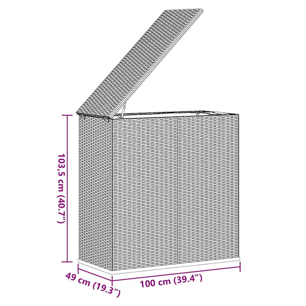 Contenitore da Giardino in Rattan PE 100x49x103,5 cm Grigio - homemem39