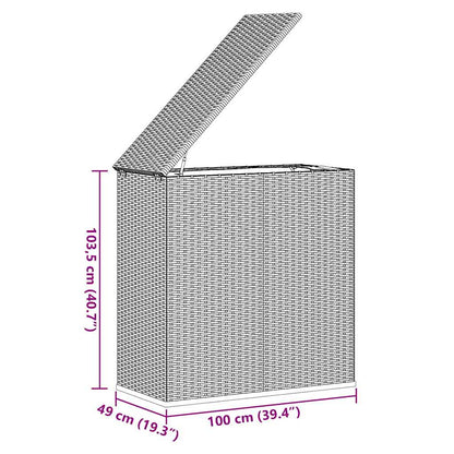 Contenitore da Giardino in Rattan PE 100x49x103,5 cm Grigio - homemem39